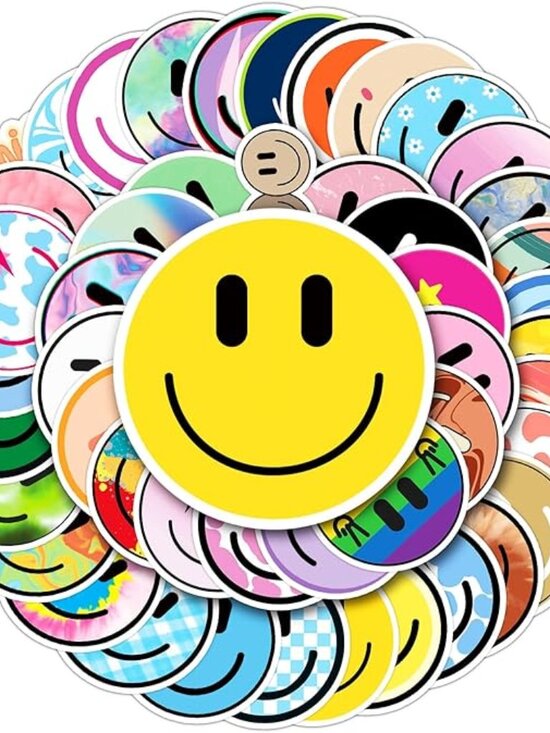 Accessories - 50PCS Smile Face Stickers Cute Water Bottle Stickers for Kids‎ Waterproof PVC